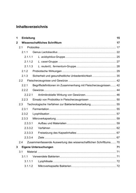 Aus dem Institut für Lebensmittelqualität und -sicherheit des