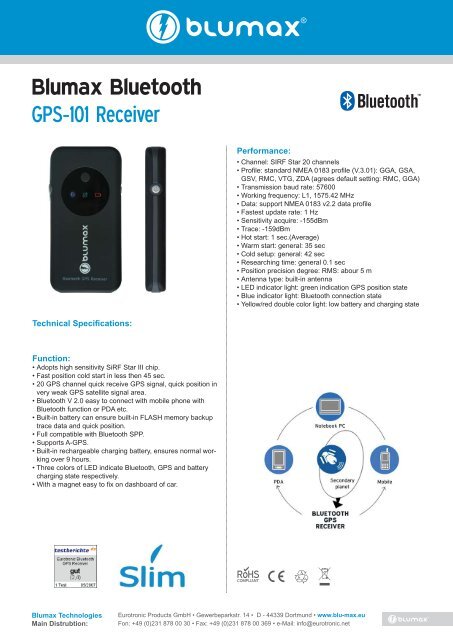 Blumax Bluetooth GPS-101 Receiver - Blumax Technologies