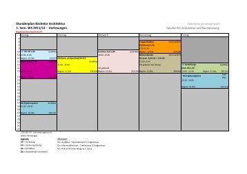 Stundenplan Bachelor Architektur 1. Sem. WS 2011/12 - Vorlesungen