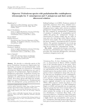 Hypocrea/Trichoderma species with pachybasium-like - Priscila ...