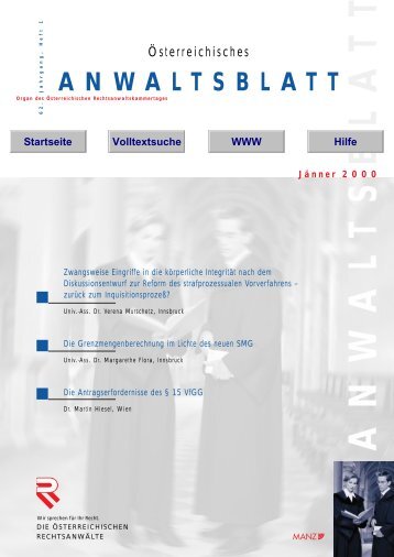 Anwaltsblatt 2000/01 - Österreichischer Rechtsanwaltskammertag