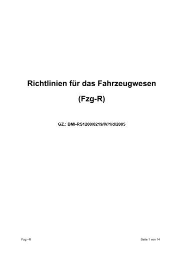 Richtlinien für das Fahrzeugwesen (Fzg-R) - FSG