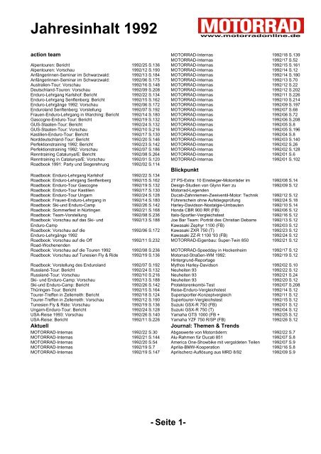 Jahresinhalt 1992 - MOTORRAD online