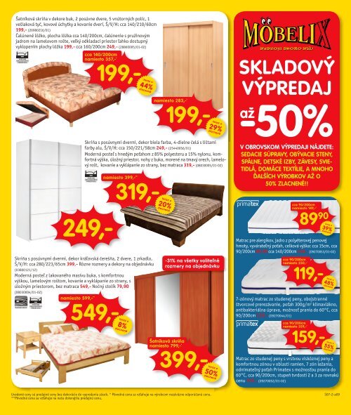 SKLADOVÝ VÝPREDAJ -50% až - moebelix.sk