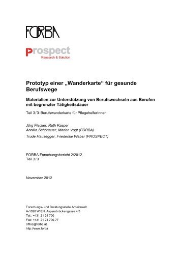 Prototyp einer „Wanderkarte“ für gesunde Berufswege - FORBA