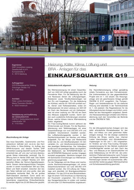 EINKAUFSQUARTIER Q19 - COFELY Gebäudetechnik GmbH