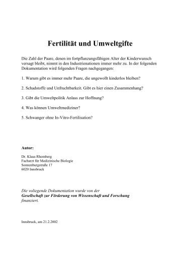 Fertilität und Umweltgifte - Ordination Dr. Peter H. Lauda