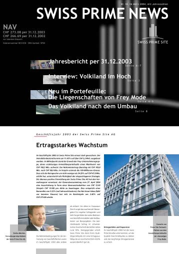 Entwicklung SPS-Aktie (reinvestiert) 01.01 ... - Swiss Prime Site