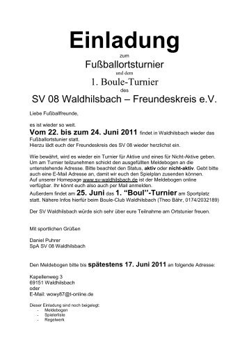 Einladung - SV 08 Waldhilsbach