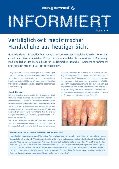 Verträglichkeit medizinischer Handschuhe aus ... - Sempermed