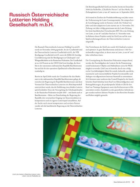 Geschäftsbericht 2010 (pdf) - Österreichische Lotterien