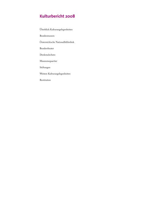Kulturbericht 2008 - Bundesministerium für Unterricht, Kunst und ...