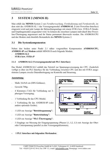 und kontrollsystem für beleuchtungsanlagen - Tekkto PowerLine