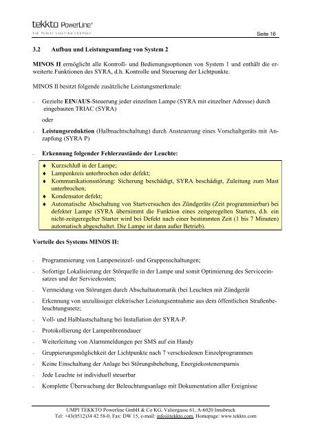 und kontrollsystem für beleuchtungsanlagen - Tekkto PowerLine