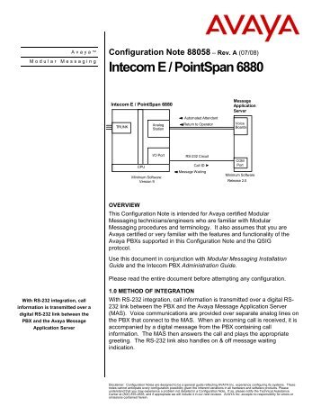 Intecom E / PointSpan 6880 - Avaya Support