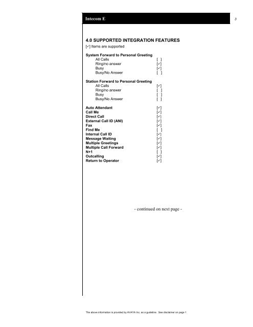 Intecom E / PointSpan 6880 - Avaya Support