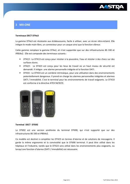 Bulletin Produit Aastra France – Mars 2012