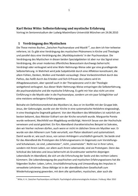 Karl Heinz Witte - Zentrum Seniorenstudium - Ludwig-Maximilians ...