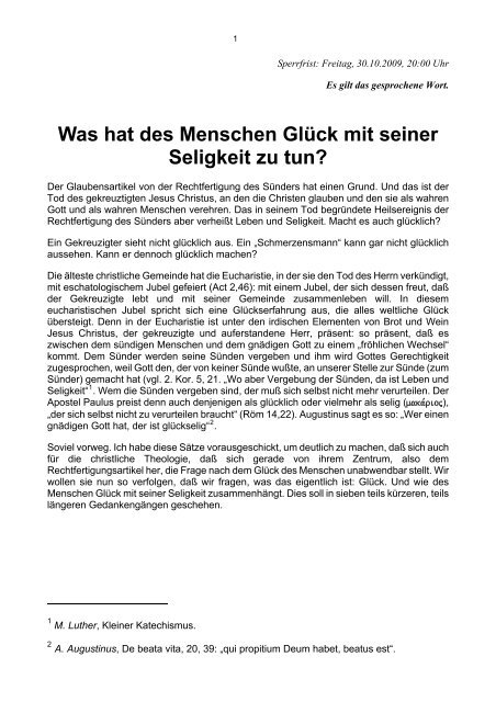 Was Hat Des Menschen Gluck Mit Seiner Seligkeit Zu Tun Velkd