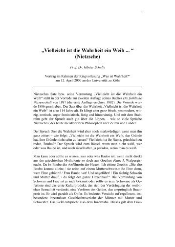 „Vielleicht ist die Wahrheit ein Weib ... “ (Nietzsche) - Günter Schulte