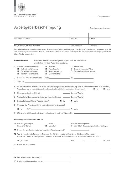 Arbeitgeberbescheinigung