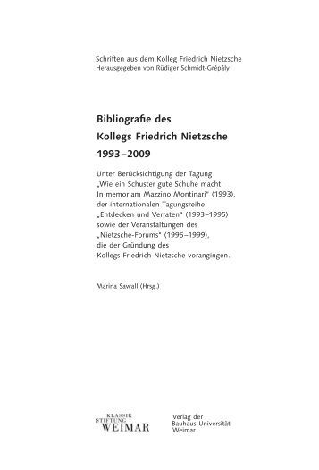 Bibliografie des Kollegs Friedrich Nietzsche 1993–2009