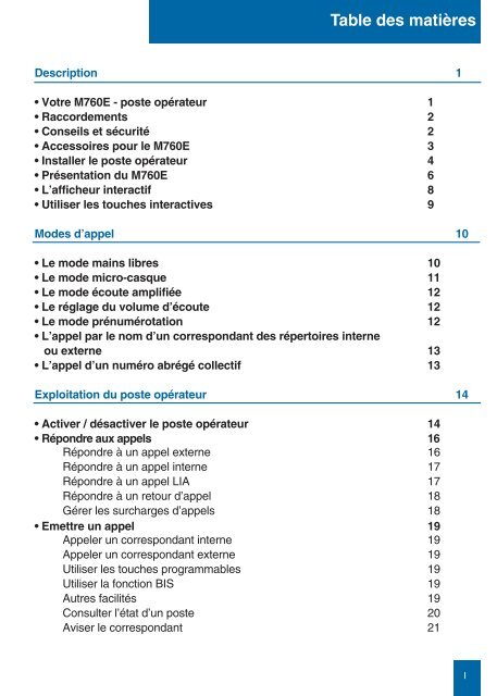 Guide utilisateur M760E Poste opérateur - TL systèmes