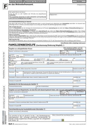 F An das Wohnsitzfinanzamt FAMILIENBEIHILFE - Gemeinde ...