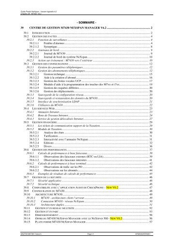 - SOMMAIRE - 39 CENTRE DE GESTION M7430 NEXSPAN ...