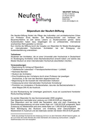 Stipendium der Neufert-Stiftung - Fakultät für Architektur RWTH ...