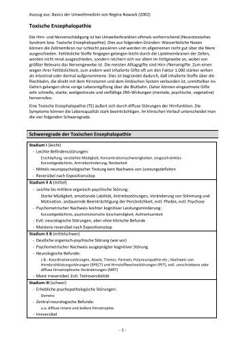 Toxische Enzephalopathie - Amalgam Informationen