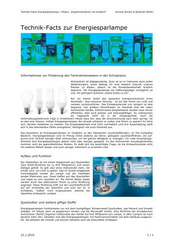 Technik-Facts zur Energiesparlampe - do-it-werkstatt.ch