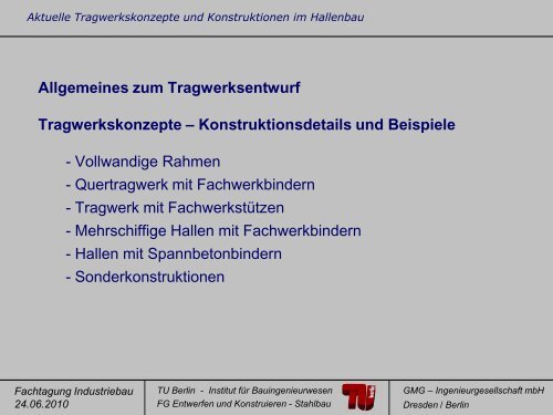 Aktuelle Tragwerkskonzepte und Konstruktionen im Hallenbau ...