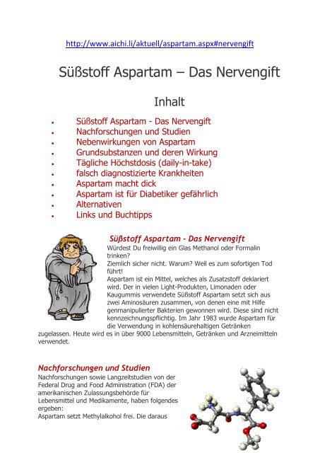 Süßstoff Aspartam – Das Nervengift - Edocr