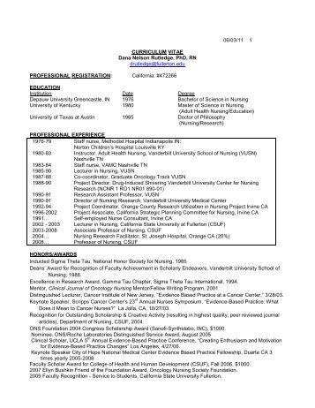 CURRICULUM VITAE - CSUF Fibromyalgia & Chronic Pain Center ...