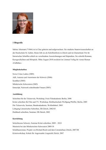 Vita & Literarisches Schaffen (PDF, 6 MB) - Sabina Altermatt