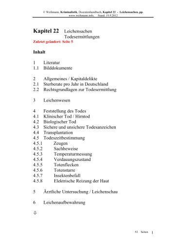 22 Leichensachen, Todesermittlungen