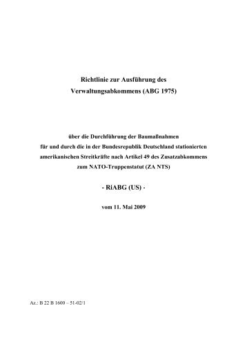 Richtlinie zur Ausführung des Verwaltungsabkommens (ABG 1975 ...