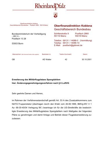 Oberfinanzdirektion Koblenz Geschäftsbereich Bundesbau