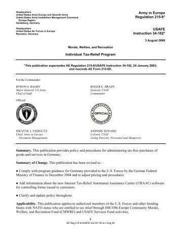 Army in Europe Regulation 215-6 - USAG Bamberg - U.S. Army