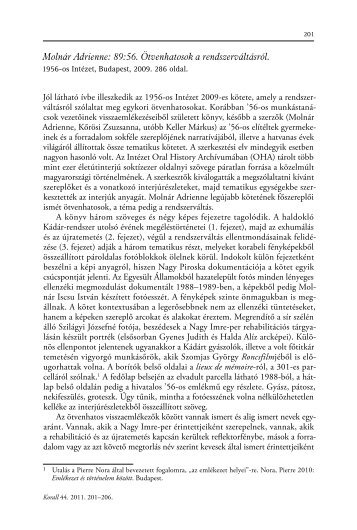 Molnár Adrienne: 89:56. Ötvenhatosok a rendszerváltásról. - EPA