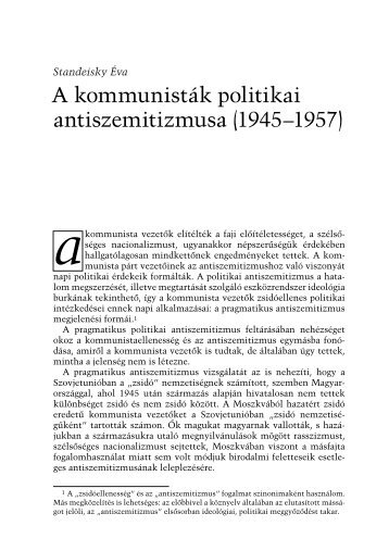 Standeisky Éva: A kommunisták politikai antiszemitizmusa (1945-1957