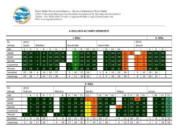 A 2012-2013-as tanév szerkezete - Nagy Imre Általános Iskola