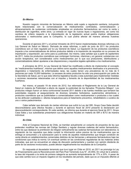 0 GRUPO CASA SABA, S.A.B. DE C.V. Paseo de la Reforma 215 ...