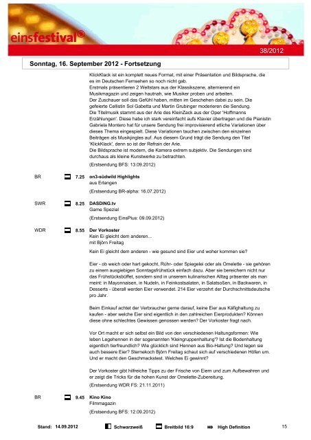 Programmwoche 38/2012 - Das Programm der ARD