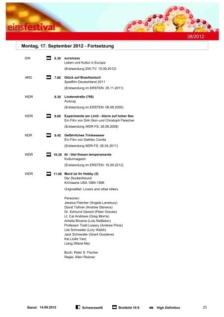 Programmwoche 38/2012 - Das Programm der ARD