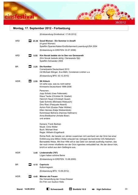 Programmwoche 38/2012 - Das Programm der ARD