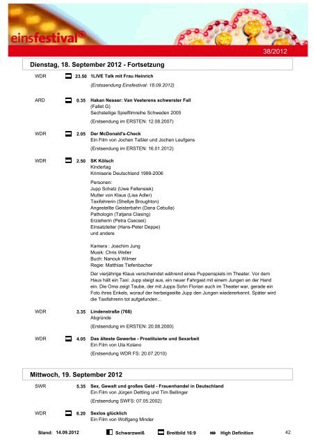Programmwoche 38/2012 - Das Programm der ARD