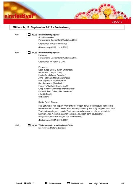 Programmwoche 38/2012 - Das Programm der ARD