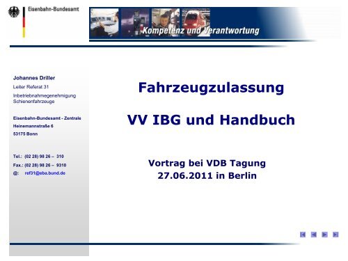 Das Eisenbahn-Bundesamt stellt sich vor... - Verband der ...